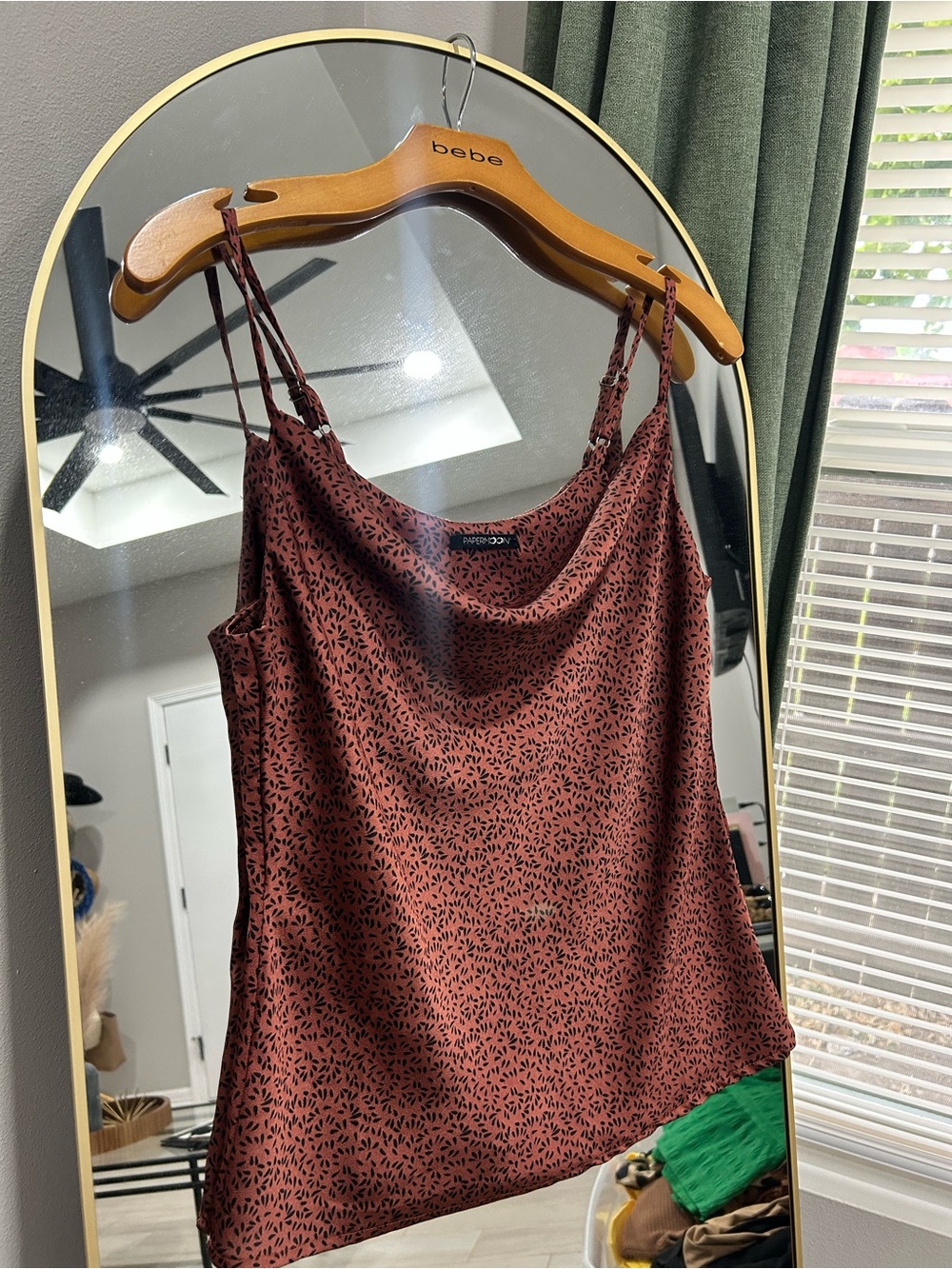 Forever 21 Rust Brown Printed Cowl Neck Cami